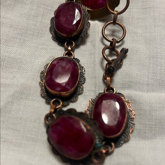 Vintage Ruby Red CopperBracelet 8.5” - Picture 3 of 3